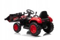 Traktor na Akumulator z Przyczepą i Łyżką 2x45W Aku 12V Ekoskóra Czerwony