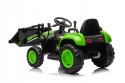 Traktor na Akumulator z Przyczepą i Łyżką 2x45W Aku 12V Ekoskóra Zielony