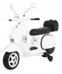 Skuter Vespa Licencja 2x25W Aku 12V Ekoskóra Piankowe Koła Biały