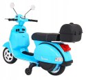 Skuter Vespa Licencja 2x25W Aku 12V Ekoskóra Piankowe Koła Niebieski