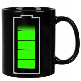 Kubek Bateria Magiczny Prezent Duży do Kawy Czarny Zmieniający Kolor 330ml
