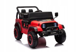 Mocny Jeep Na Akumulator 2x105W 24V Piankowe Koła Skóra Pilot Czerwony