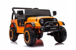 Mocny Jeep Na Akumulator 2x105W 24V Piankowe Koła Skóra Pilot Pomarańczowy