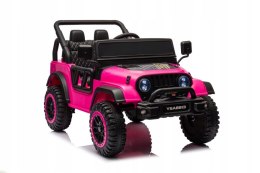 Mocny Jeep Na Akumulator 2x105W 24V Piankowe Koła Skóra Pilot Różowy