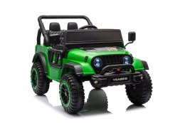 Mocny Jeep Na Akumulator 2x105W 24V Piankowe Koła Skóra Pilot Zielony