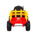 Traktor z Przyczepą na Akumulator 2 Silniki 12V Ekoskóra Koła EVA Czerwony