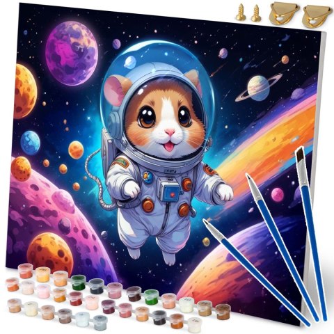 BEMI ASTRONAUTA OBRAZ MALOWANIE PO NUMERACH RAMA 40x50cm 30 FARB 3 PĘDZLE