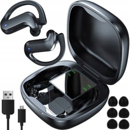 Słuchawki Bezprzewodowe Bluetooth Douszne Czarne Powerbank + Etui